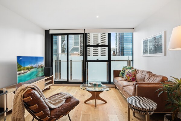 Foto van Strak appartement in het centrum van Melbourne - Vakantiehuis in Melbourne - LivingRoom