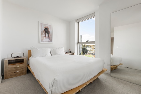 Foto van Appartement met 2 slaapkamers en uitzicht op de skyline nabij Flemington - BedRoom