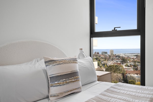 Foto van Sky-View appartement met 2 slaapkamers vlakbij St Kilda Beach - BedRoom