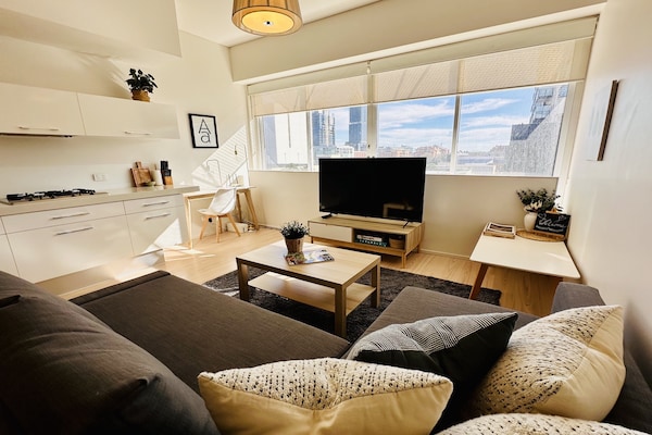 Foto van Stijlvol appartement met 1 slaapkamer in het centrum van Adelaide - LivingRoom