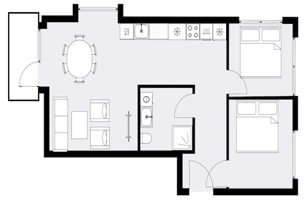 Foto van Appartement aan de kust in Amager met balkon - Vakantiehuis in København - FloorPlan