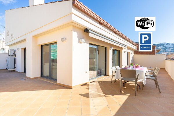 Foto van Penthouse in Roses bij strand de la Punta - Vakantiehuis in Rosas / Roses - terrace